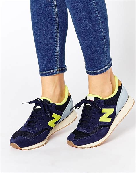 New Balance 620 Navy And Yellow Suede Mesh Trainers At Hipster