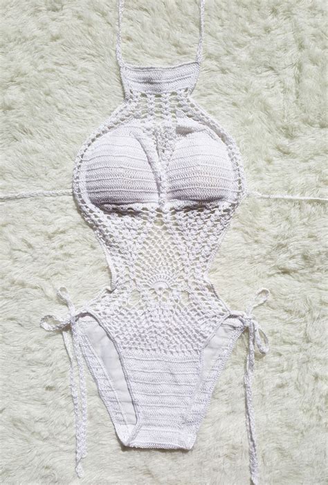 2020 women crochet swimsuit solid solor knitted swimsuit femail beachwear bikini hollow out sexy
