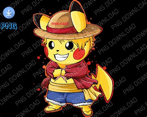 Pikachu Vs Luffy Prints Dowload Png File Etsy