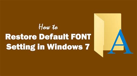 How To Restore Default System Font Setting In Windows 7810 Youtube
