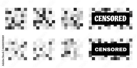 Censorship Elements Of Various Types Set Of Pixel Censored Signs
