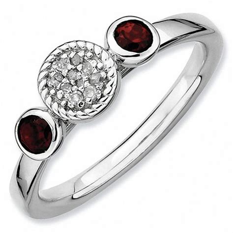 Stackable Expressions™ Garnet And Diamond Accent Ring In Sterling