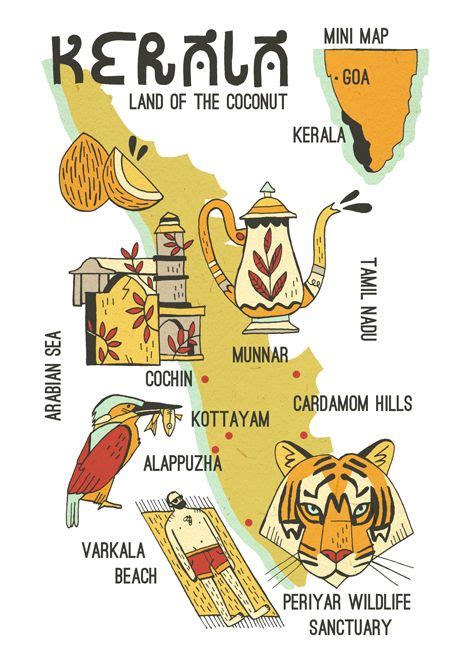 Indias most verdant state rated by national geographic traveller as one of the. Maps - Owen Davey Illustration | Kerala travel, Kerala india, Kerala tourism