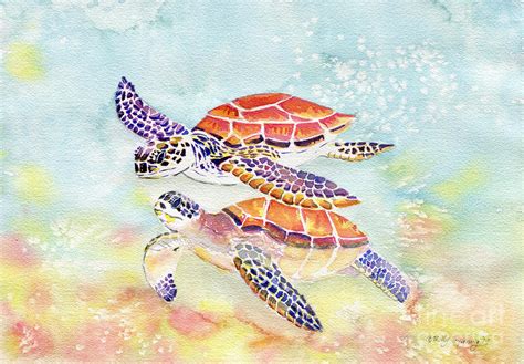 Swimming Together Sea Turtle Painting By Melly Terpening Fine Art