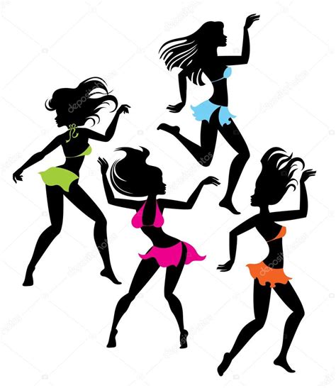 Dancing Girls Silhouettes — Stock Vector © Annasuchkova 82082548