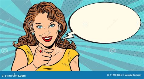 Gesture Woman Pointing Finger At You Stock Vector Illustration Of