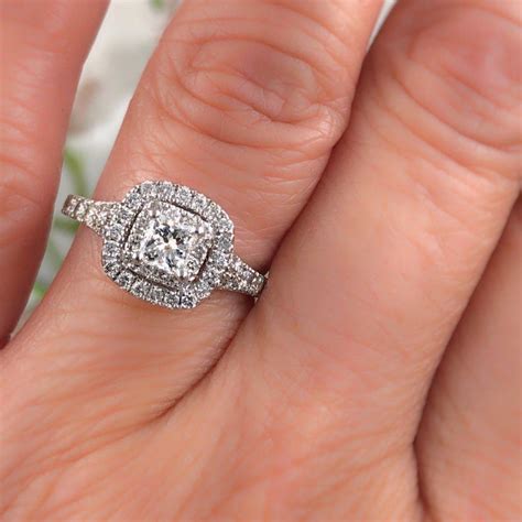 neil lane princess diamond double halo engagement ring 1 00 carat 14 karat gold at 1stdibs