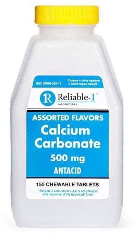 Reliable 1 Calcium Carbonate Antacid Supplement 500 Mg 150 Ea