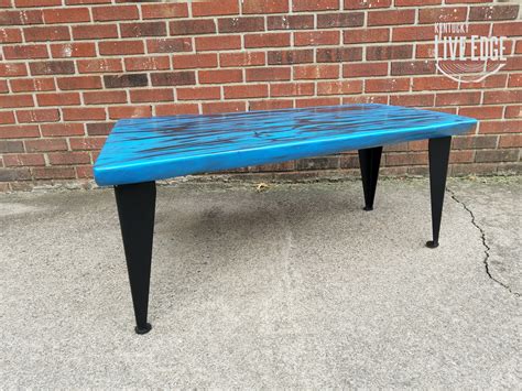 A blue ottoman brings a splash of color to your room's palette. Royal Blue Coffee Table- Live Edge Coffee Table- Walnut ...
