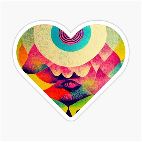 Psychedelic Love Heart Sticker Sticker For Sale By Somniart Redbubble