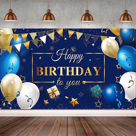 Buy Happy Birthday Decorations Banner Navy Blue And Gold Happy