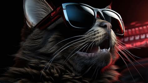 Premium Ai Image Cool Cat Sunglasses Hd Wallpaper Photographic Image