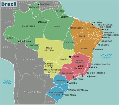 Large Detailed Brazil Regions Map Brazil Regions Large Detailed Map