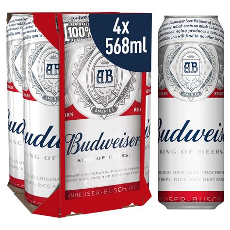 Budweiser Beer Cans 4 X 568ml Beer Iceland Foods