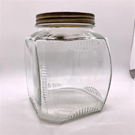 Vintage Hoosier Square Glass Jar Candy Jar Large Kitchen Etsy Square Glass Jars Glass Jars