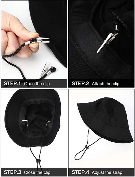 8 Pieces Black Adjustable Hat Strap Clips Windproof Strap Clips Cap