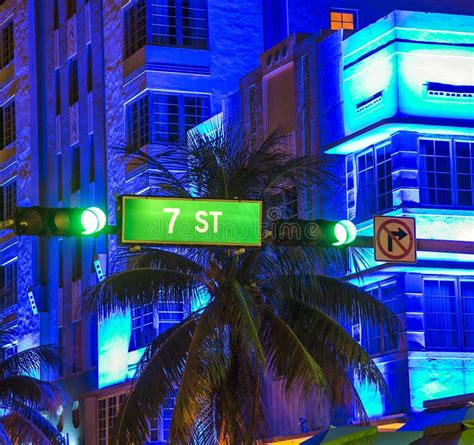 Ocean Drive Sign 7th Street Traffic Light Stock Photos Free And Royalty