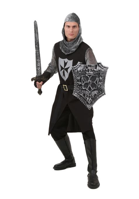 Plus Size Black Knight Mens Costume Warrior Costumes