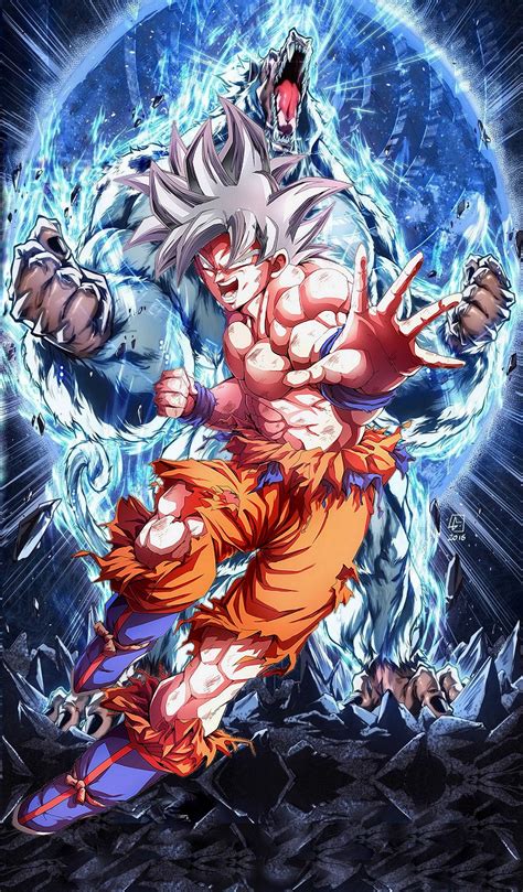 Goku displays a new form with silverish whitish hair. goku-Mastered Ultra Instinct Oozaru | Dragon ball gt
