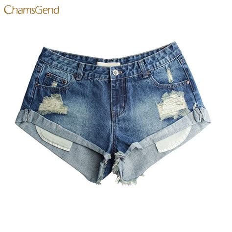 Buy Chamsgend Denim Shorts Women Vintage Ripped Hole Fringe Denim Thong Shorts