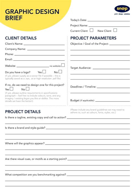 Personalize And Download A Graphic Design Brief Template Bonsai