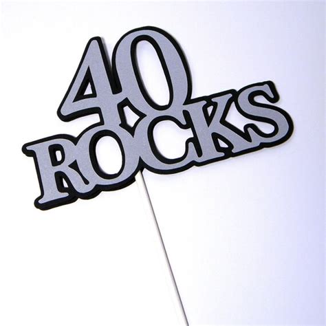 40th Birthday Topper 40 Rocks Sucker Bouquet Black And Silver By