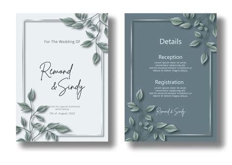Premium Vector Wedding Invitation Card Simple Modern With Foliage