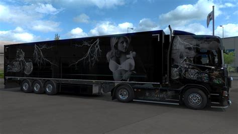 Black Skin With Skull And Woman V10 Ets2 Euro Truck Simulator 2 Mods