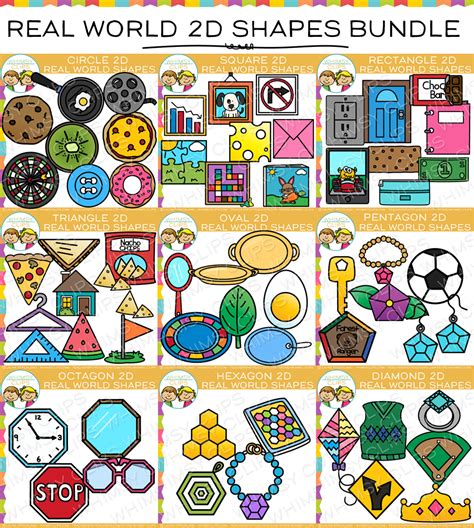 2d Shapes Real Life Objects Clip Art Bundle Images And Illustrations