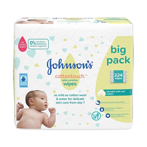 Johnsons Baby Cotton Touch Extra Sensitive Wipes 224 Wipes 56 X 4