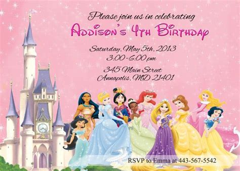 Disney Princess Birthday Party Invitations Grochow