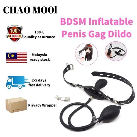 Inflatable Penis Gag Open Mouth Gag Oral Dildo Plug Separate Pump Expandable Big Buttplug Anall