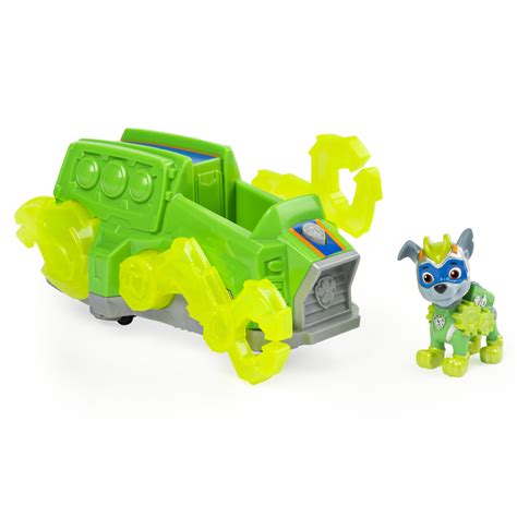 Paw Patrol Rocky Mighty Pups Charged Up Collectible Figure New Lights