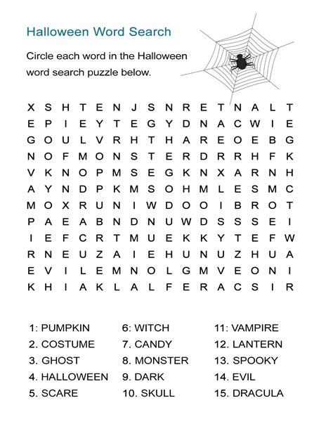 Halloween Spelling Word List Worksheet