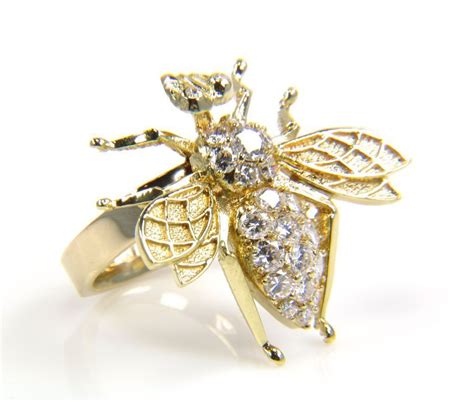 Vintage Gold Bee Diamond Bee Gold Bee Ring Diamond Bug Diamond