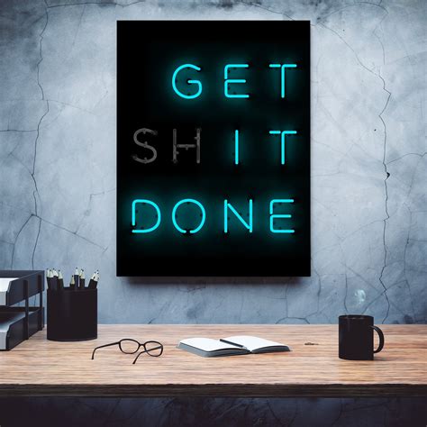 Get Shit Done Neon Lights Motivational Inspirational Quote Etsy