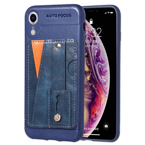 Shop iphone protective covers today. Litchi Texture Full Coverage Shockproof TPU Case for iPhone XR, with Card Slots & Holder (Dark ...