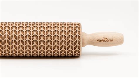 No R048 Weave Wool Rolling Pin Embossed Rolling Pin Wooden Roller