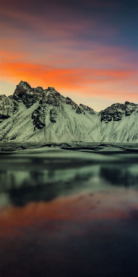 Snow Mountains Wallpaper 4k Sunset Landscape Reflection Lake