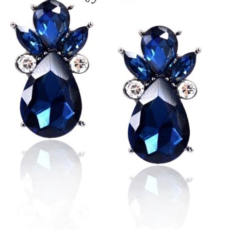 Blue Crystal Teardrop Earrings | Crystal earrings, Teardrop earrings, Blue crystals