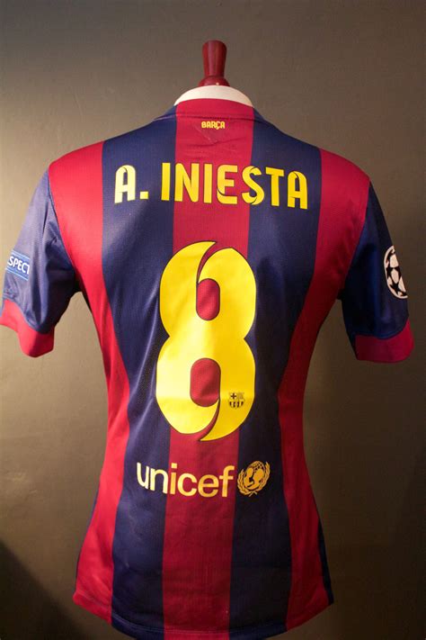 An Andres Iniesta Game Used 8 Fc Barcelona Home Shirt 2015 Uefa