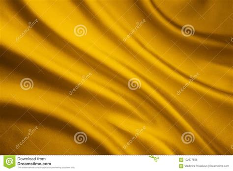 Silk Fabric Wave Background Yellow Satin Cloth Texture Stock Image