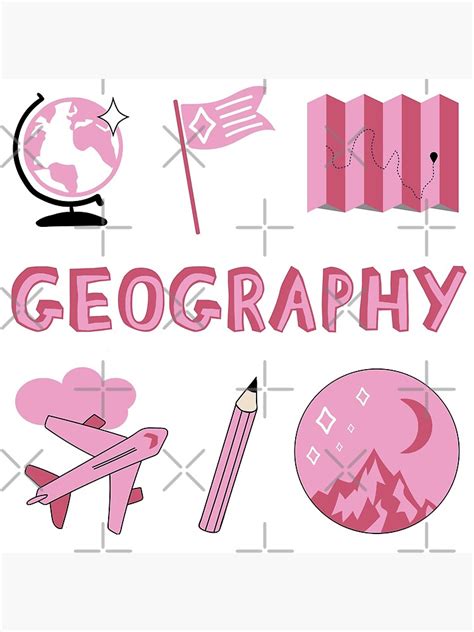 Pink Geography School Subject Sticker Pack Poster For Sale By The