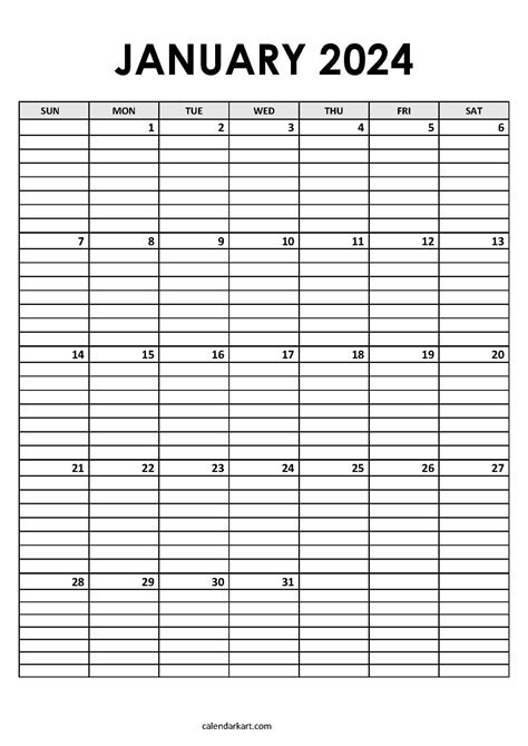 January 2024 Calendar Printable With Lines Printable Chere Deeanne