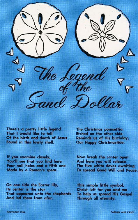 Legend Of The Sand Dollar Poem Printable