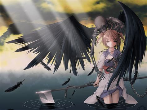 1366x768 Anime Lake Boat Redhead Cherry Blossom Touhou Onozuka