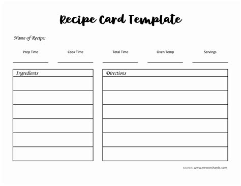 Free Excel Recipe Card Templates