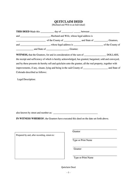 Quitclaim Deed Colorado Form Fill Out And Sign Printable Pdf Template