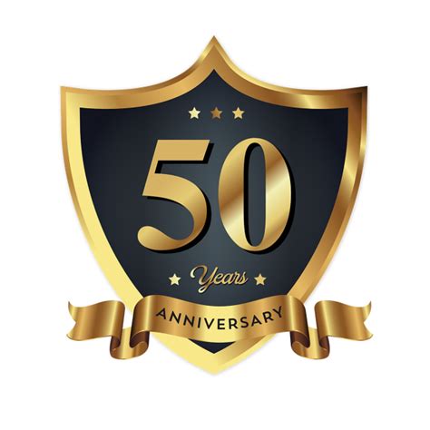 the 50 years anniversary badge with gold ribbon