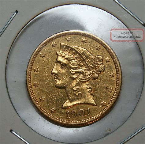 1901 S Key Date Liberty Head 5 Gold Coin Very Pretty Coin